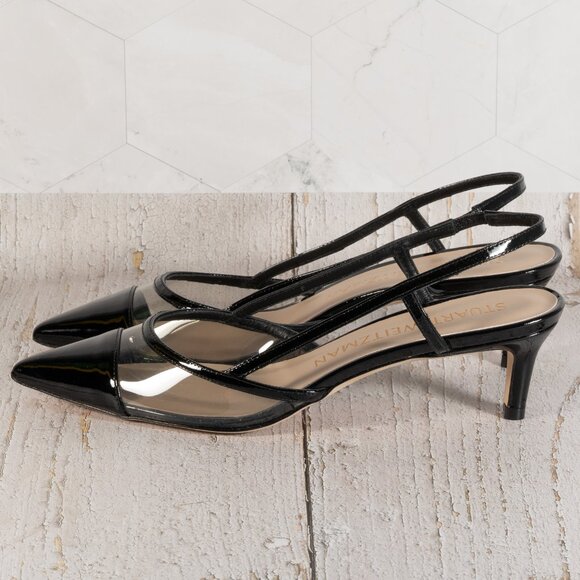 Stuart Weitzman Womens Mondrian 50 Slingback Color Black/Flannel Size 8 B - Picture 4 of 11